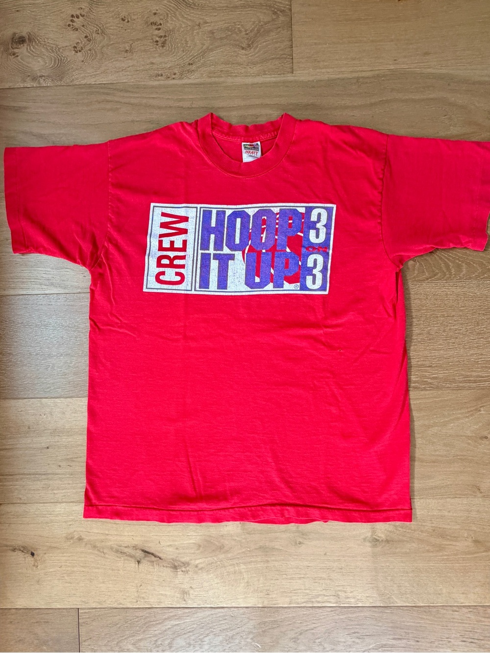 VTG 90s Basketball Tee Hoop It Up 3-on-3 Tournament Crew Red Men's XL Streetball